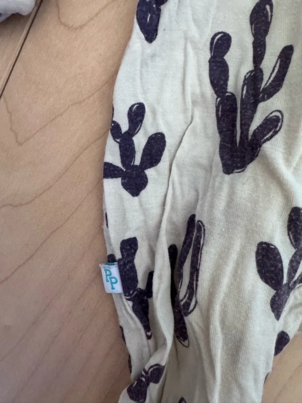 Posh Peanut Cream‎ Footed One-Piece with Navy Cactus Print